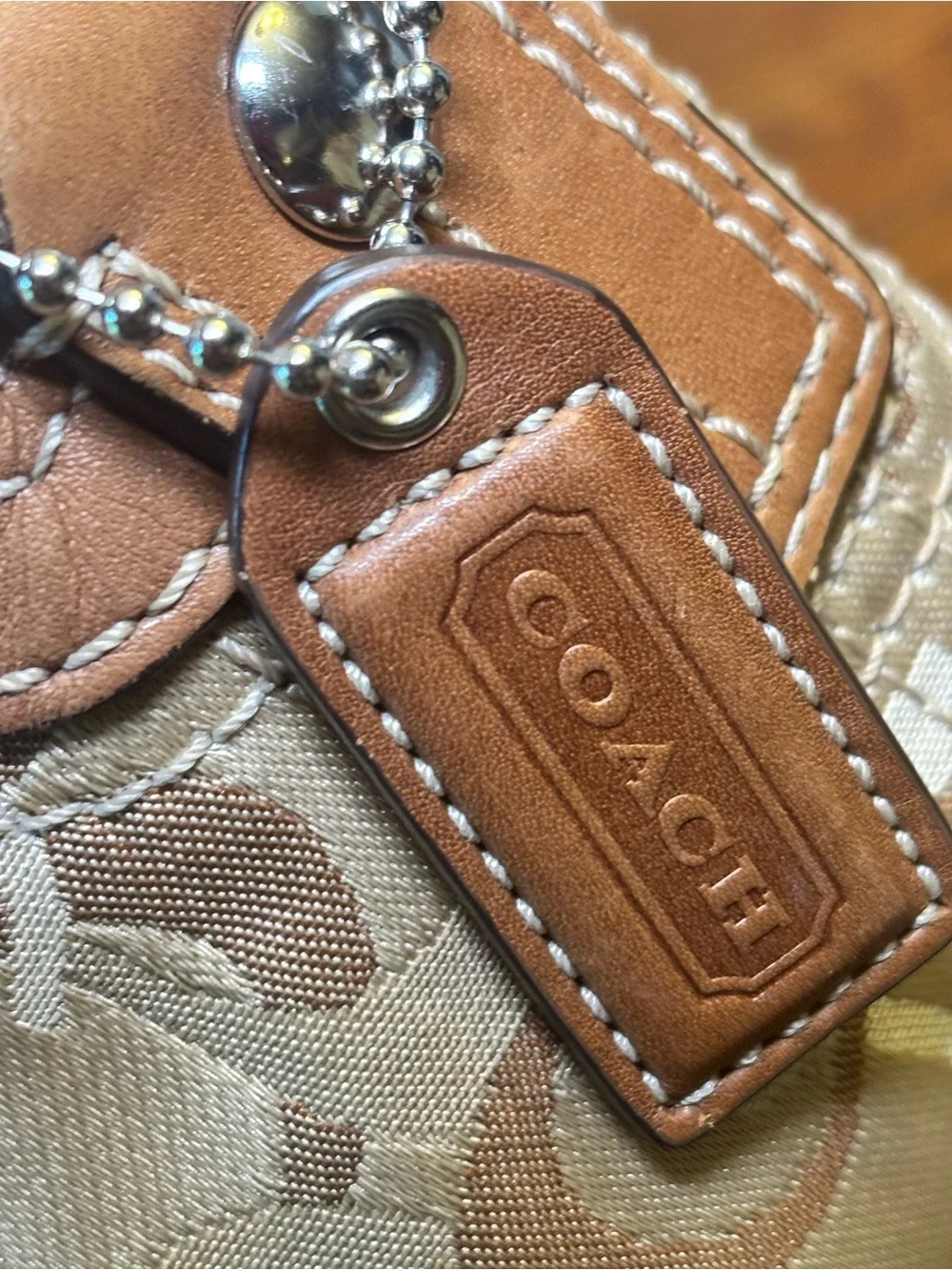 Y2K Coach Chelsea Optic Signature Hobo Bag #10991 Tan Brown